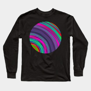 Abstract Colorful Purple Curved Stripes Long Sleeve T-Shirt